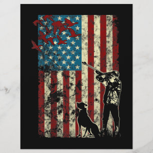 Duck Hunting Distressed Patriotic American Flag Custom Letterhead