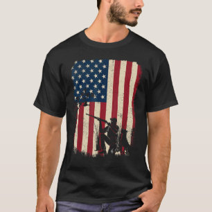 Duck Hunting Distressed Patriotic American Flag  H T-Shirt