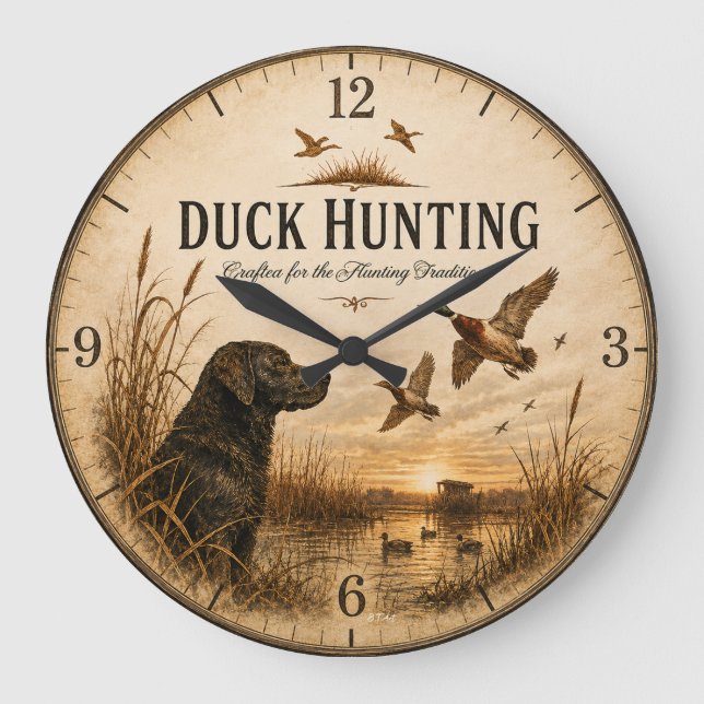 Duck Hunting  Large Clock (Front)