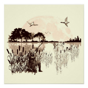 Duck hunting tapestry poster
