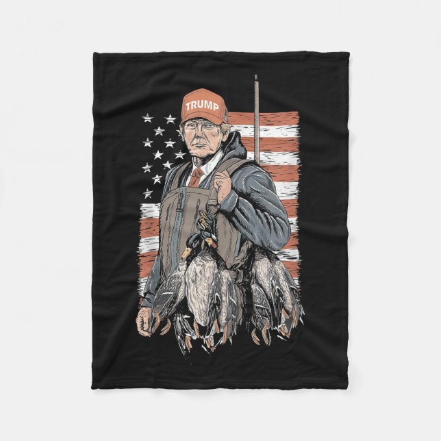Duck Hunting Trump Camo Hello Hunting Season Us Fl Fleece Blanket (Front)