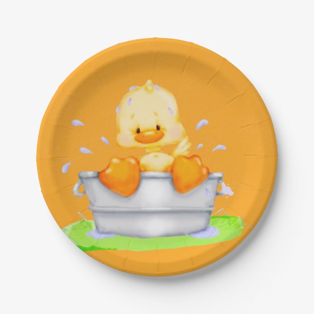 Duck in a Tub Baby Shower Paper Plate (Front)