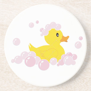 Duck in Pink Bubbles Coaster