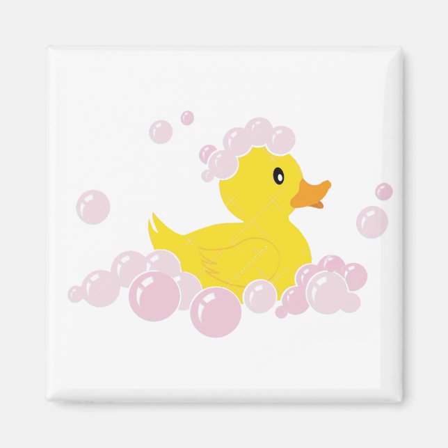 Duck in Pink Bubbles Magnet (Front)