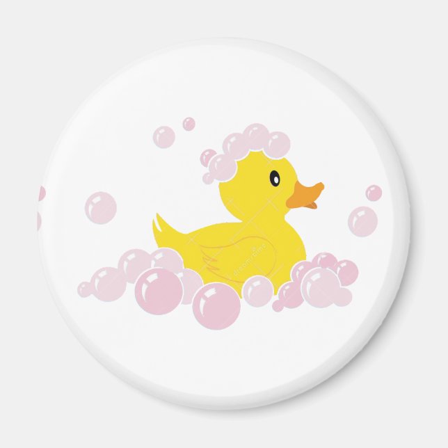 Duck in Pink Bubbles Magnet (Front)