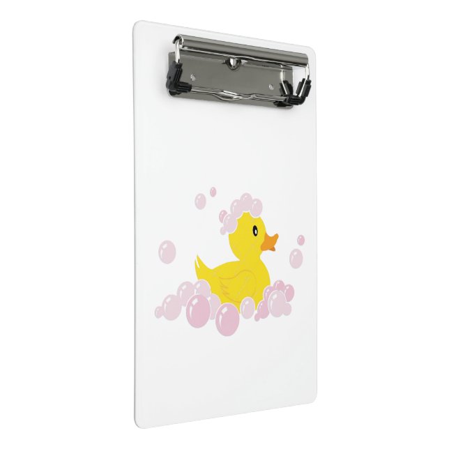 Duck in Pink Bubbles Mini Clipboard (Angled)