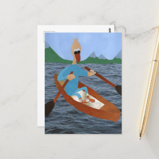 Duck In Rowboat Loves Nature and Adventure Postcard