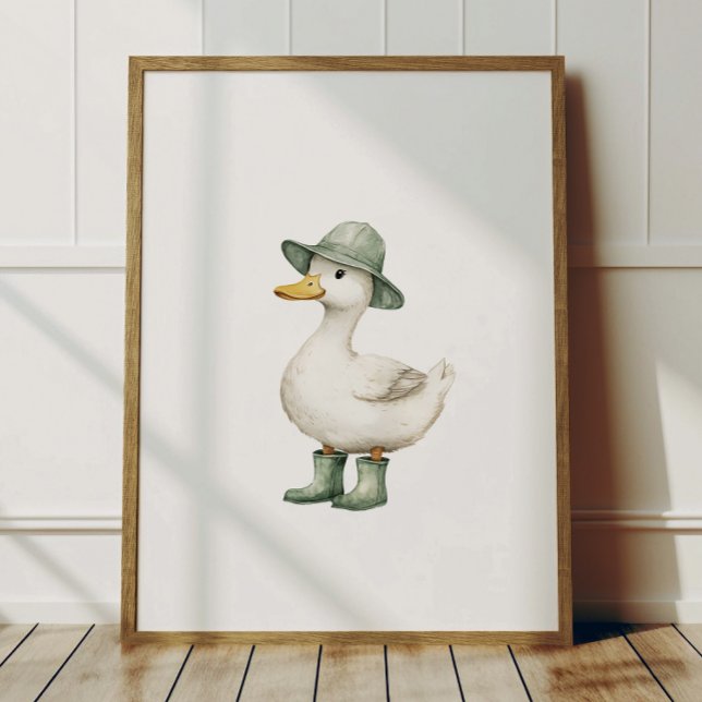 Duck in Sage Green Boots Poster Kids Room Decor (Creator Uploaded)