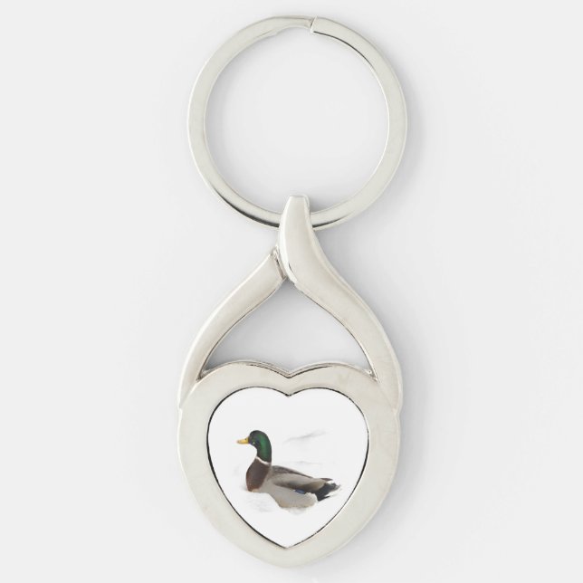 Duck in Snow Key Ring (Front)