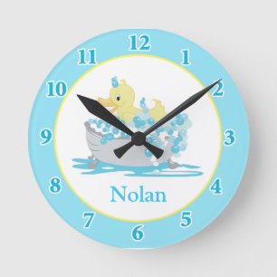 Duck in Tub Kids Bathroom Clock - Blue