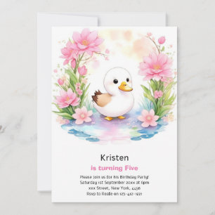 Duck Kids Girl Birthday Invitation