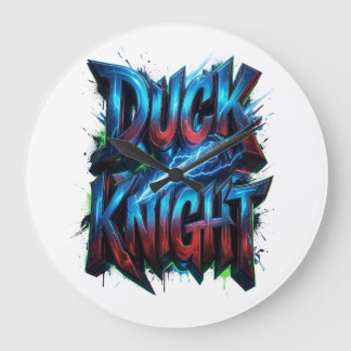 Duck Knight 3D Cyber Graffiti Logo  Large Clock