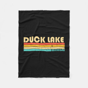 Duck lake michigan funny fishing camping summer fleece blanket