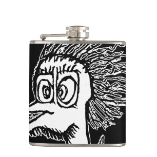 Duck man portrait sketchy drawing hip flask