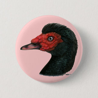 Duck: Muscovy Head 6 Cm Round Badge