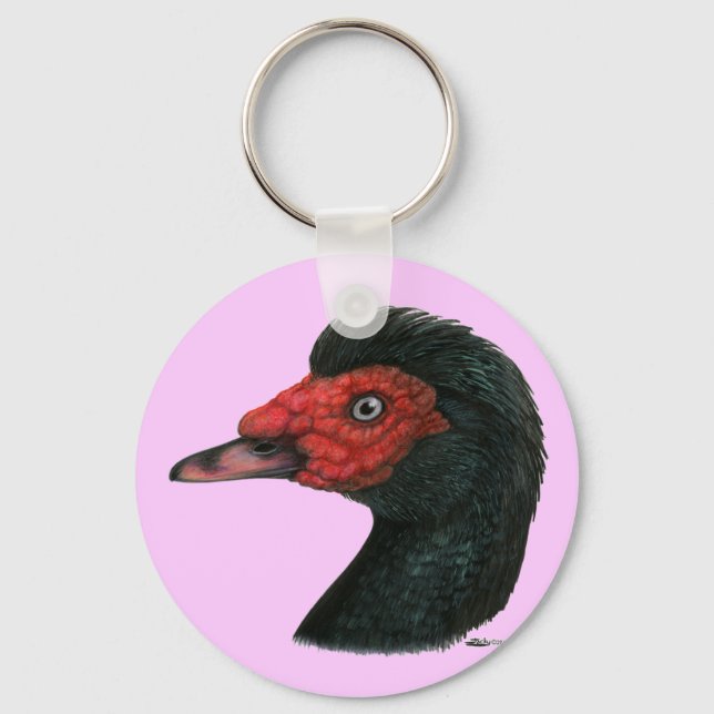 Duck:  Muscovy Head Key Ring (Front)