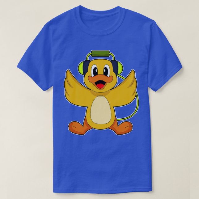 Duck Musician Headphone Music T-Shirt (Design Front)