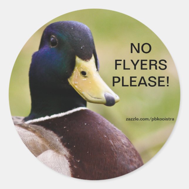 Duck No Flyers Please Sticker (Front)