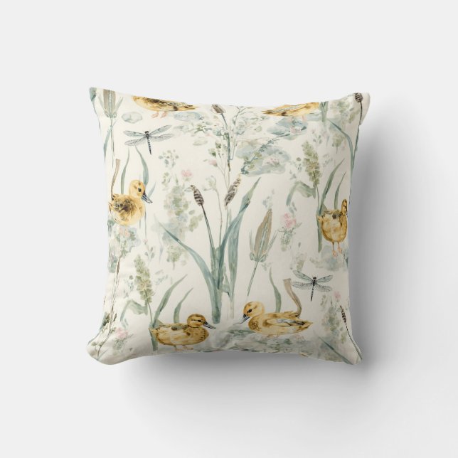 Duck Nursery Theme | Neutral Bedroom Accent Cushion (Front)