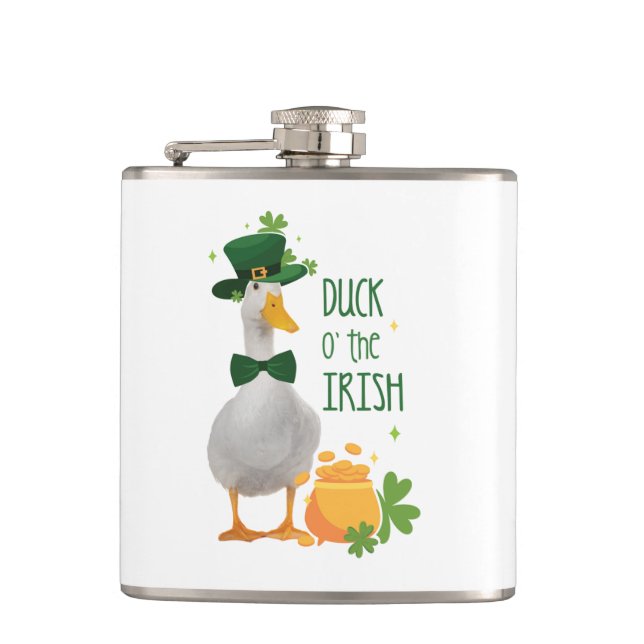 Duck o' the Irish St. Patricks Day Hip Flask (Front)