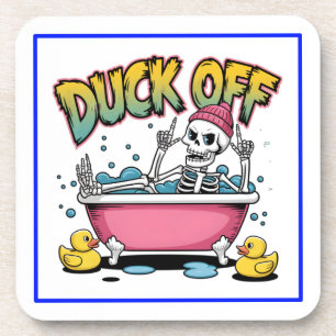Duck Off Funny Skeleton Design-61161 Coaster