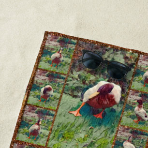 Duck Oil Paint Photo Collage, Beach Towel