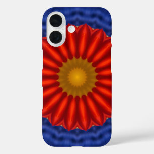 Duck on blue with red kaleidoscope iPhone 16 case