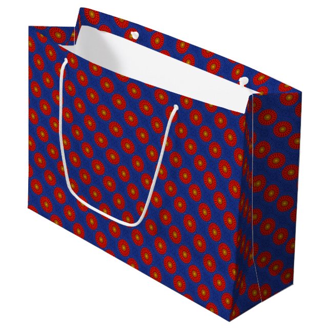 Duck on blue with red kaleidoscope large gift bag (Front Angled)