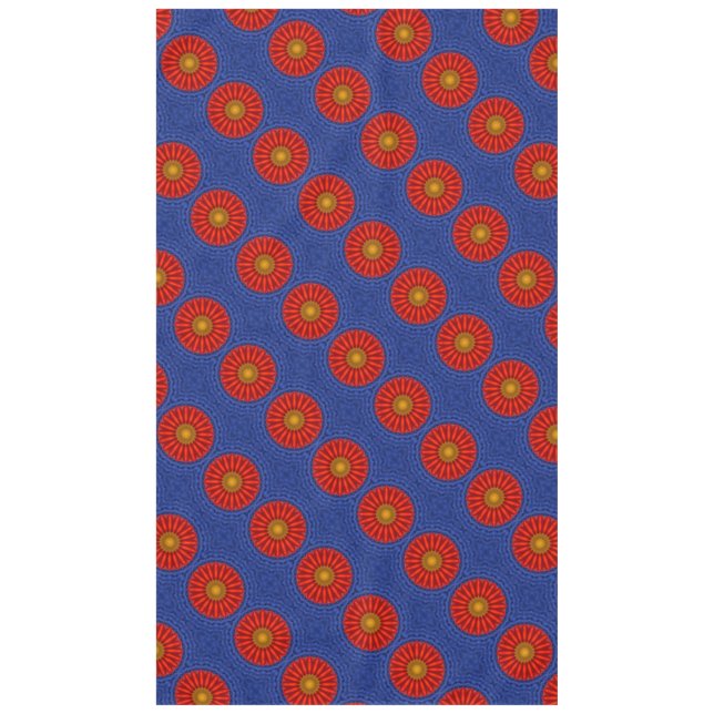 Duck on blue with red kaleidoscope tablecloth (Front)