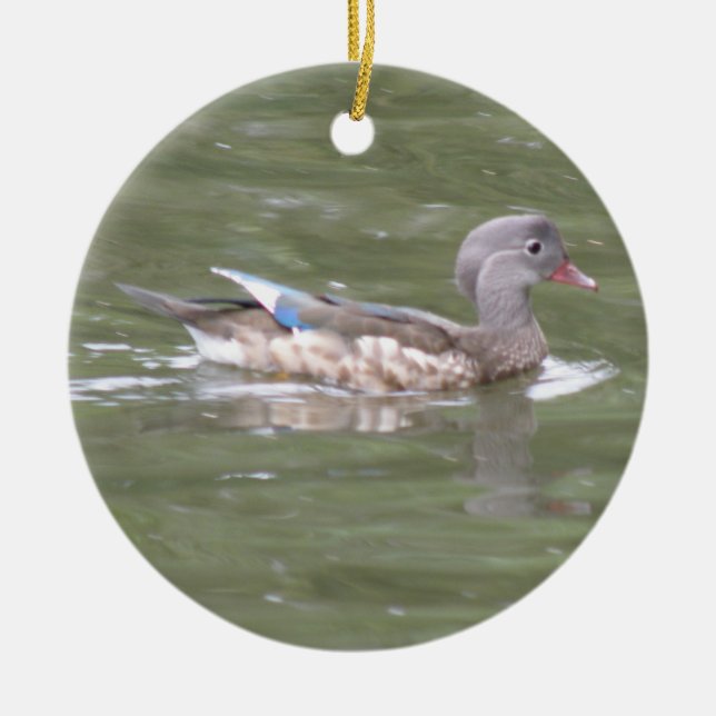 Duck on the Lake Custom Birthday Ceramic Tree Decoration (Front)