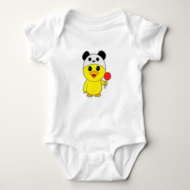 Duck Panda Kawaii Baby Bodysuit (Front)
