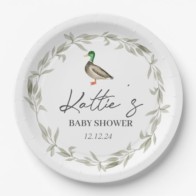 Duck paper plate, mallard plates. plate (Front)