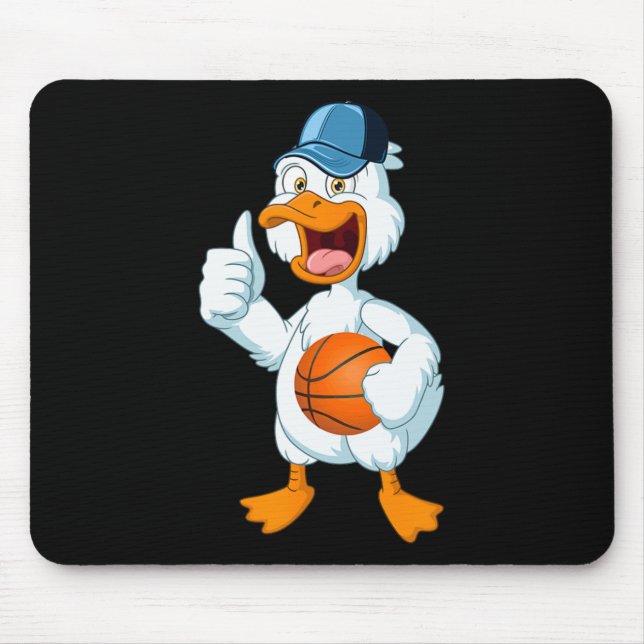 Duck Playing Bysketbyll Costume Bysketbyll Player  Mouse Pad (Front)
