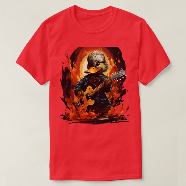 Duck Playing Guitar T-Shirt (Design Front)