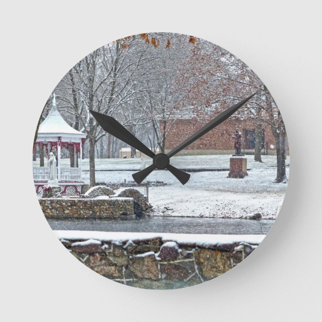 Duck Pond at Ste. Marie Du Lac Round Clock (Front)