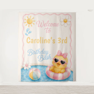 Duck Pool Party Welcome Sign Splish Splash Tapestry