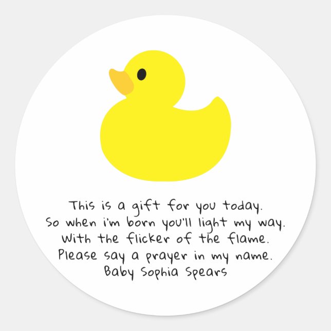 Duck. Prayer candle label (Front)