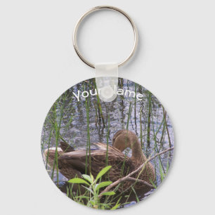 Duck Preening in the Reeds Key Ring