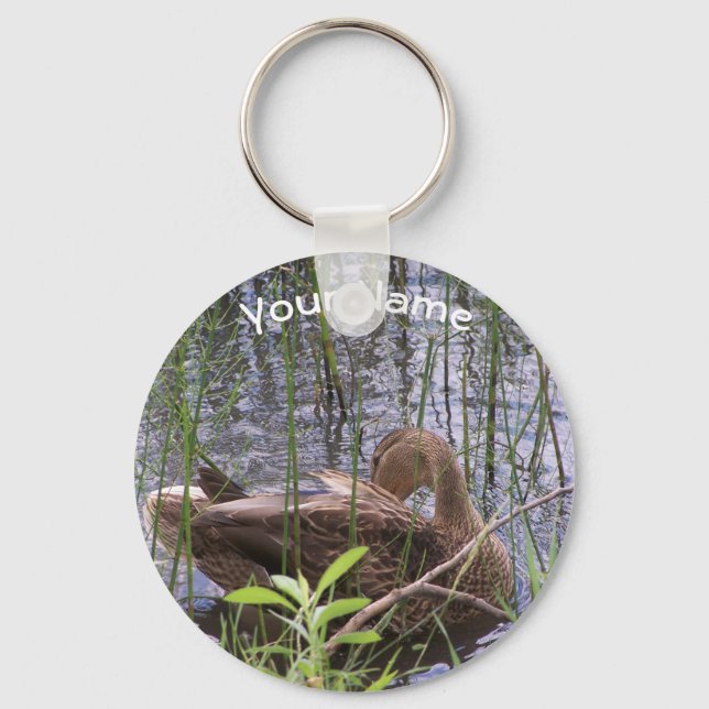 Duck Preening in the Reeds Key Ring (Front)
