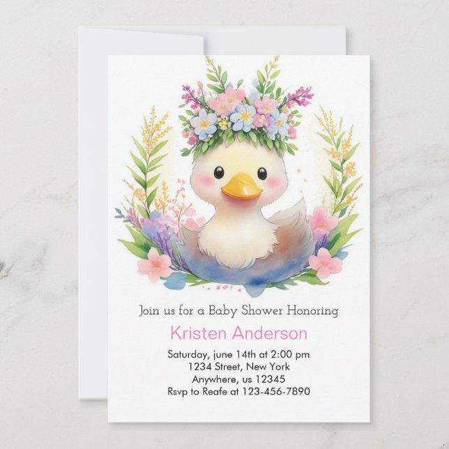 Duck Princess Celebration: Girl Baby Shower Invitation (Front)