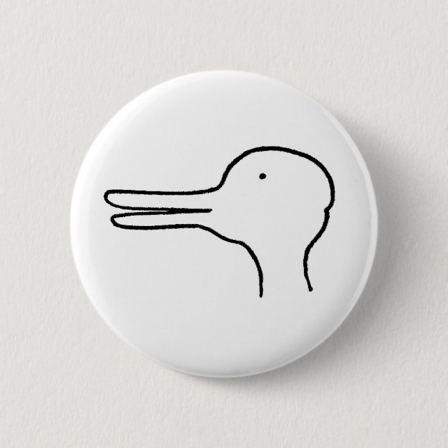 duck rabbit 6 cm round badge (Front)