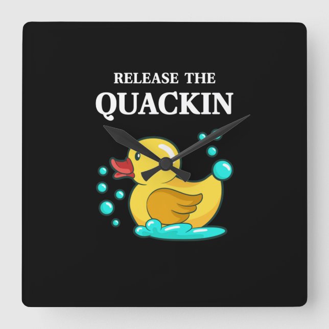 Duck - Release The Quackin Square Wall Clock (Front)