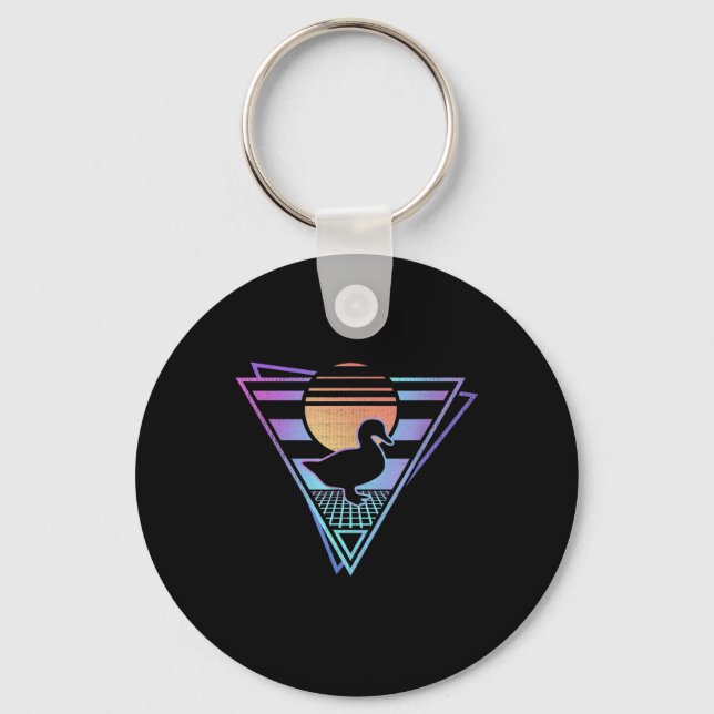 Duck Retro 80s EDM Synthwave Gift T-Shirt Key Ring (Front)