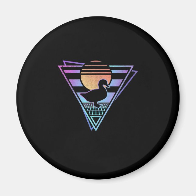 Duck Retro 80s EDM Synthwave Gift T-Shirt Magnet (Front)