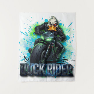 Duck Rider 3D Cyber Duck Motorcycle T-Shirt Tapestry