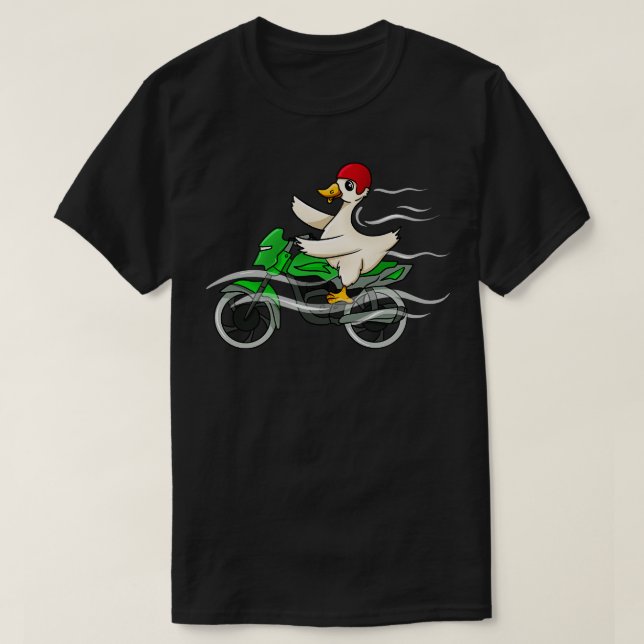 Duck Riding Motorbike T-Shirt (Design Front)