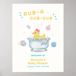 Duck Rub A Dub Dub Bathtub Baby Shower Welcome  Poster