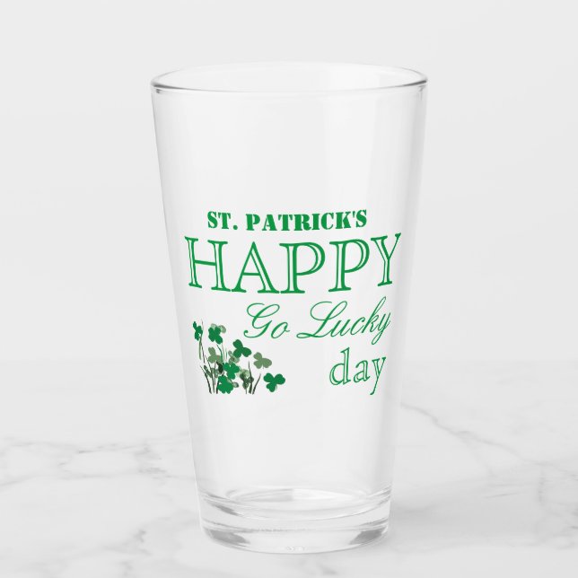  Duck Shamrock Happy Go Lucky St Patrick's Day  Glass (Front)