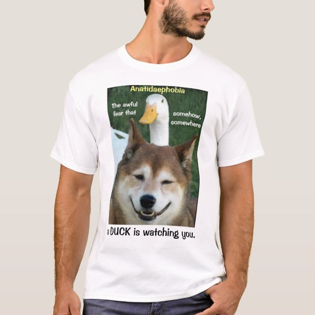 Duck Shiba Inu Dog Anatidaephobia Photo Funny Doge T-Shirt (Front)