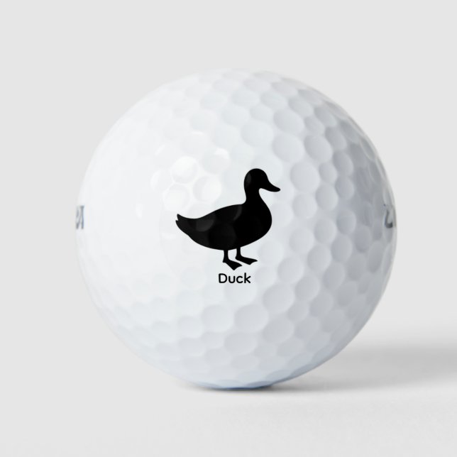 Duck Silhouette - Black Animal Golf Balls (Front)
